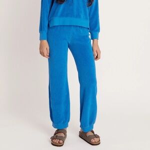 NWT Suzie Kondi Kids Track Pants in Aegean Blue Velour Sz 12